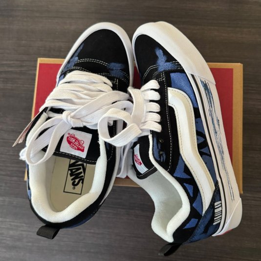 [ CUSTOM ] Knu Skool Geometric Abstract Black/Blue/White